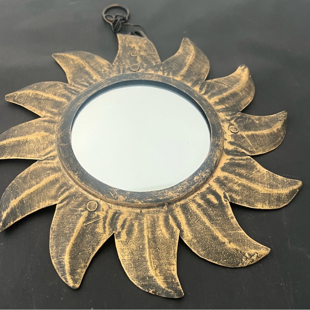 Gold Sunburst Starburst Mirror Wall Art Deco Metal MCM
